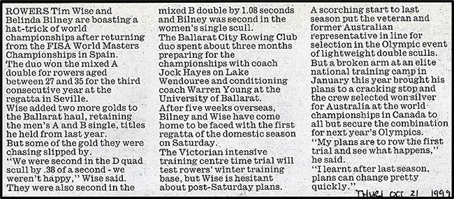 1999 article from the Ballarat Courier,
